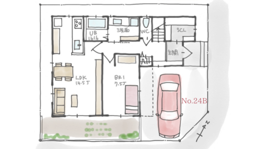 完全同居型二世帯住宅のプライバシー確保しやすい間取り【35坪4LDK２階建】No.24B