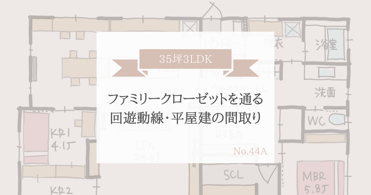 ウォークスルークローゼットのある回遊動線 平屋建の間取り 35坪3ldk 家事動線の良い間取りをつくる みゆう間取り相談室