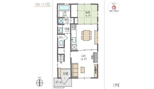 ダイニングキッチンをリビングと分けられ、ダイニング隣に和室のある間取り【29坪4LDK2階建】No.111C