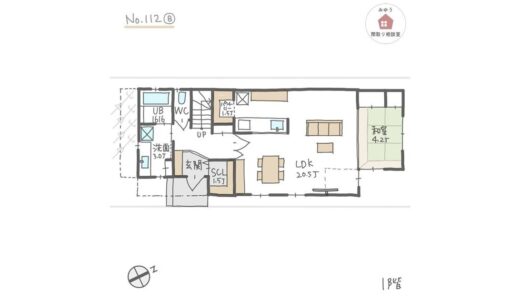 玄関収納やパントリー、個室の収納が充実している間取り【40坪5LDK2階建】No.112B