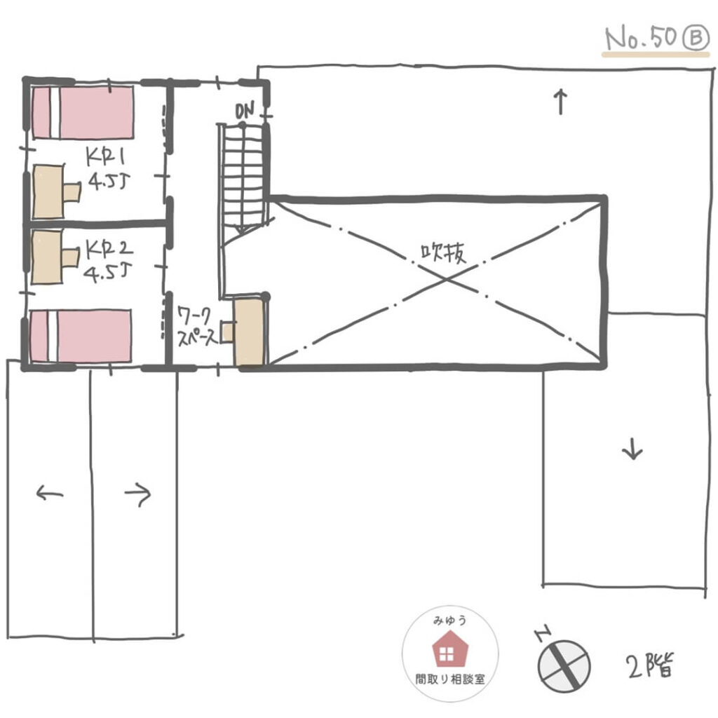 小上がりの畳スペースでも食卓を囲める間取り【33坪3LDK2階建】No.50B-2階