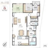 作業ができる広い土間収納があり、帰宅時の片付けもしやすい間取り【34坪4LDK2階建】No.115A