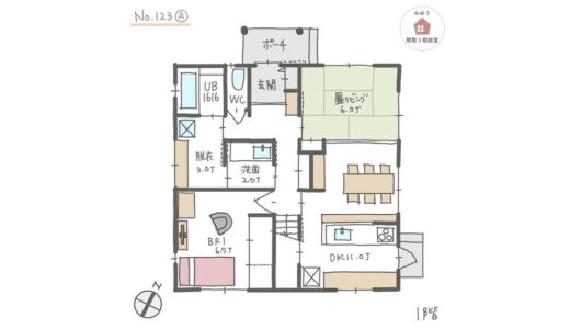 将来同居予定で家族のプライバシーを守りやすい個室が５室ある間取り【40坪5LDK2階建】No.123A