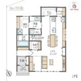 キッチン周りに回遊できる収納がある間取り【32坪3LDK2階建】No.155A