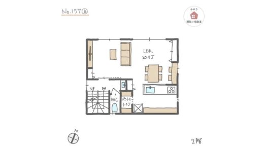 １階に広め洗面所とファミリークローゼットがある都市型３階建住宅間取り【32坪3LDK3階建】No.157B