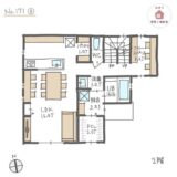 ３階建住宅で２階にLDKと水回りを集中させた家事ラク間取り【38坪5LDK3階建】No.171B