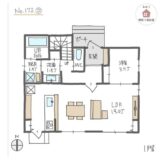LDK直線配置でリビング横に仕切れる洋室がある総二階間取り【35坪4LDK2階建】No.172D