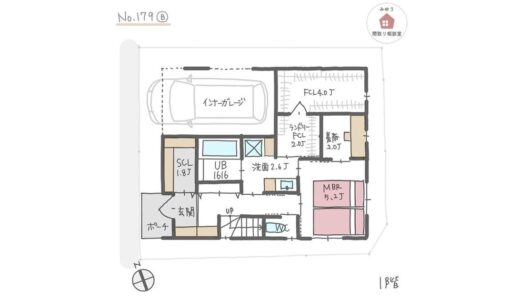 広めのウォークインタイプの土間収納と玄関収納がある間取り【30坪3LDK2階建】No.179B