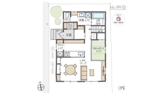 全ての部屋からバルコニーに出られる防災面を考えた間取り【30坪3LDK2階建】No.180C