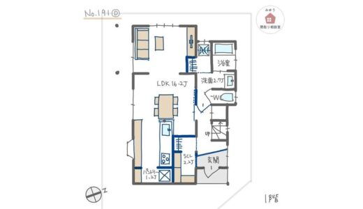 玄関にウォークイン収納を設けてコートやバッグを片づけられる間取り【26坪3LDK2階建リノベーション】No.191D